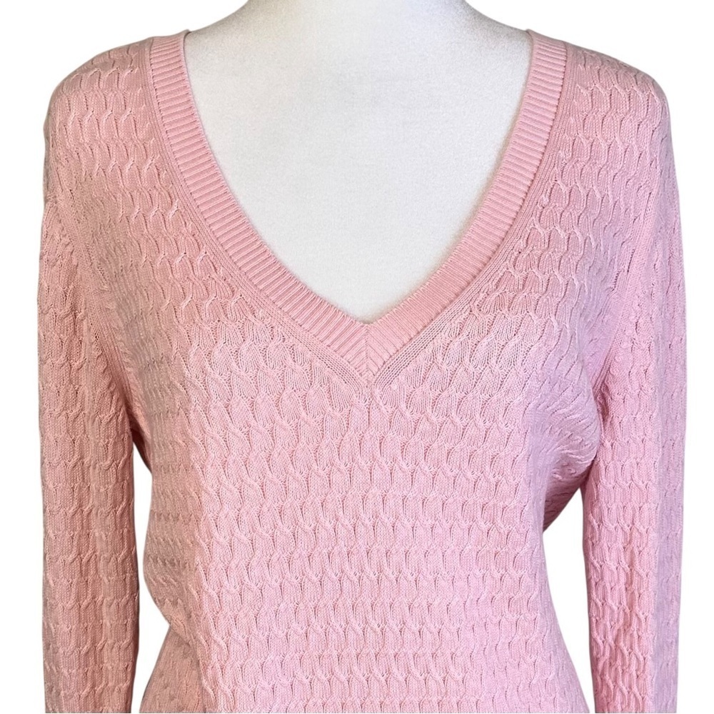 Talbots Pima Cotton Cable Knit V-Neck Sweater Size S - Picture 3 of 10